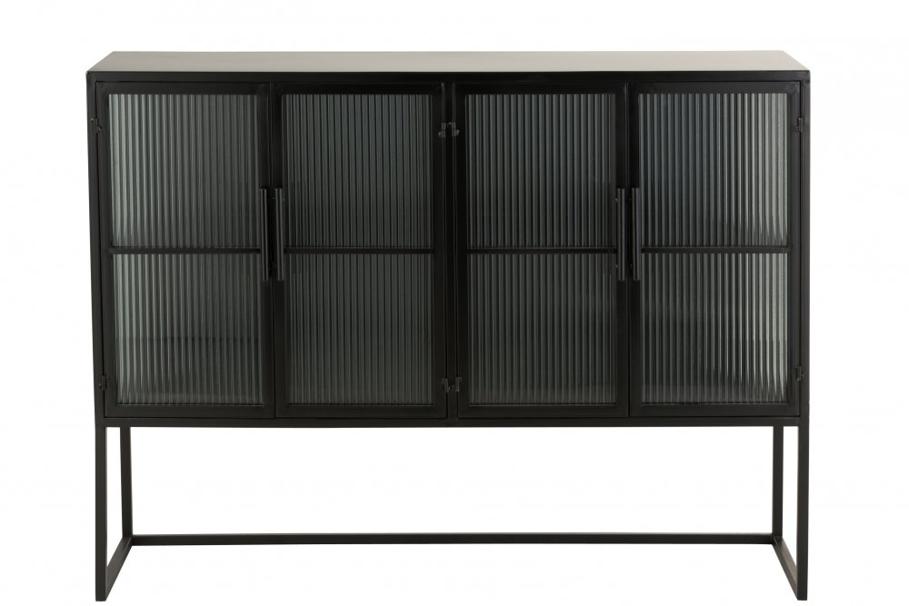 Armoire 4 portes en verre DOZA en métal noir et verre.